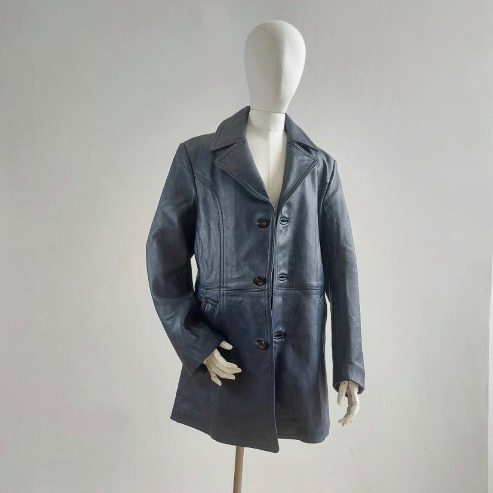 Vintage Canadian‎ Navy Leather Coat